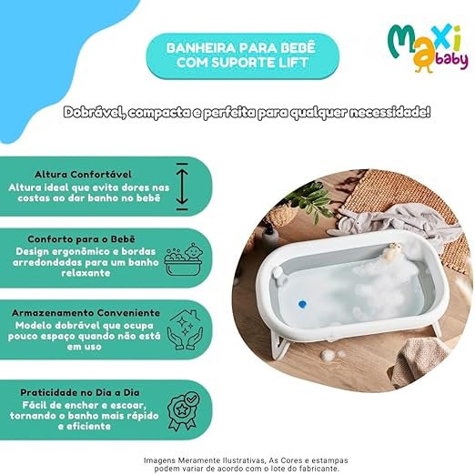 Banheira Para Bebê Com Suporte Lift Branco Maxi Baby: Conforto e Segurança Elevados 2 71WYBFZkJYL. AC SX522